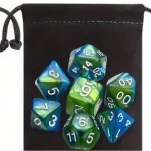 Game Dice in Two Tone Green & Blue